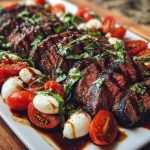 Grilled Balsamic Steak Caprese with Mozzarella, Tomatoes, and Basil