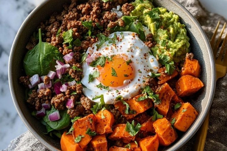 Ground Beef Sweet Potato Power Bowl