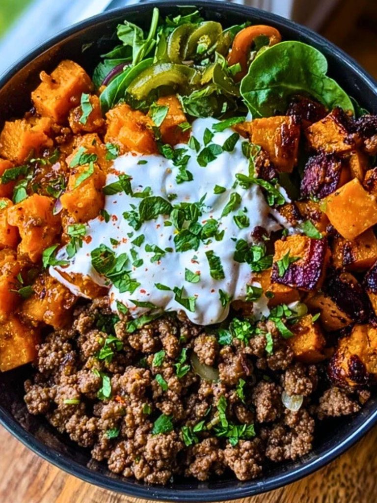 Ground Beef Sweet Potato Power Bowl