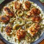 Herbed Chicken Alfredo with Truffle Feta Cream & Crispy Parmesan Leeks