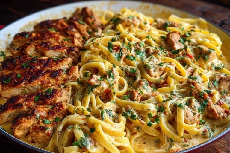 One-Pot Creamy Cajun Chicken Linguine with Garlic Mozzarella Sauce