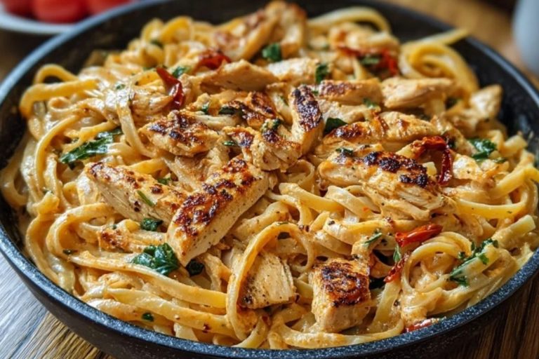 One-Pot Spicy Chicken Linguine in Creamy Sauce