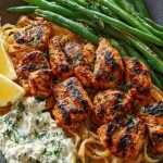 Smoky Paprika Chicken Alfredo with Lemon Feta Whip & Charred Green Beans