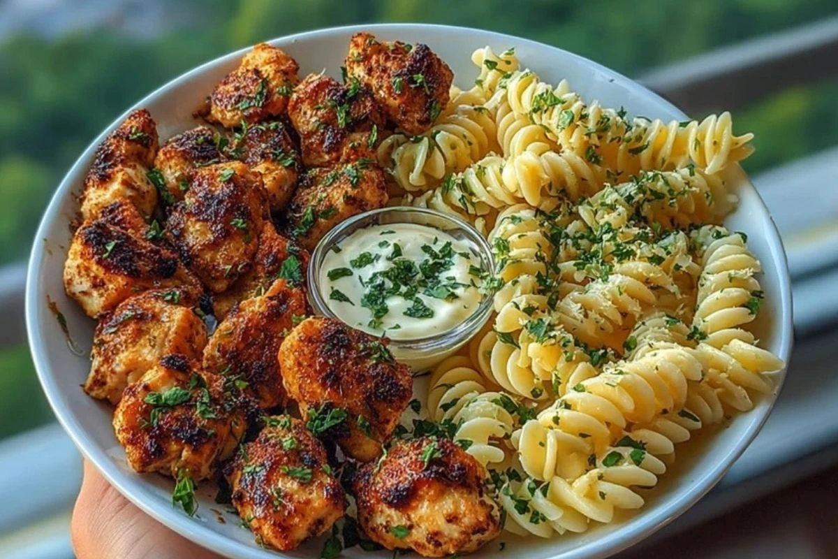 Cajun Chicken Bites with Creamy Garlic Herb Alfredo Twists 1