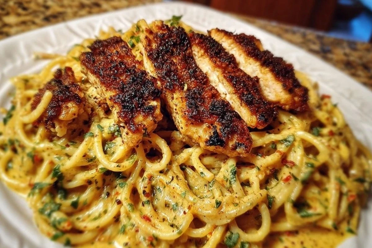 Cajun Chicken Spaghetti in Creamy Garlic Mozzarella Sauce 1