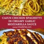 Cajun Chicken Spaghetti in Creamy Garlic Mozzarella Sauce Pin