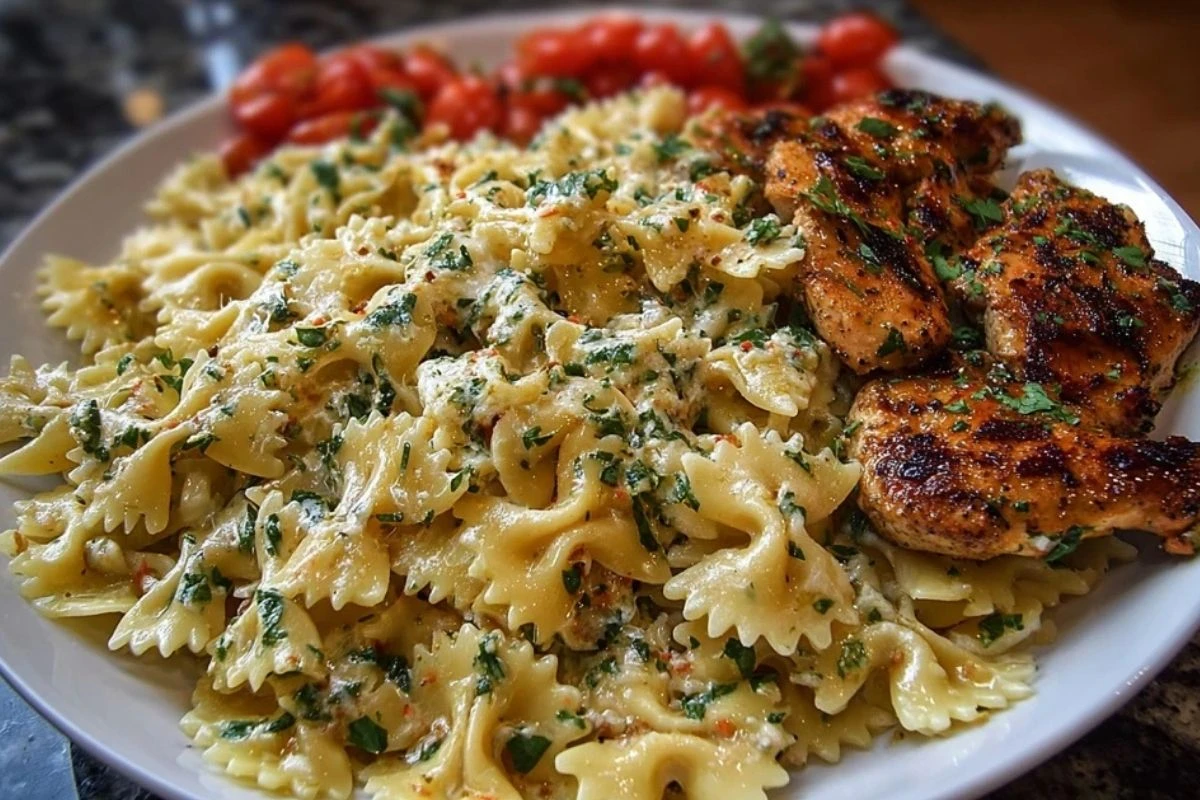 Cheesy Bowtie Pasta with Garlic Parmesan Chicken 1
