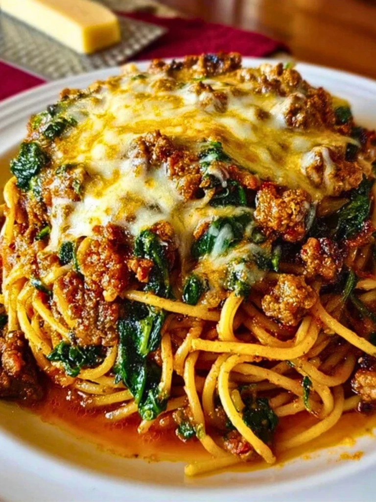Cheesy Garlic Butter Spaghetti with Italian Sausage & Spinach 2