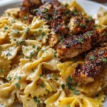 Cheesy Garlic Cajun Chicken Bowtie Pasta in Alfredo Sauce 1