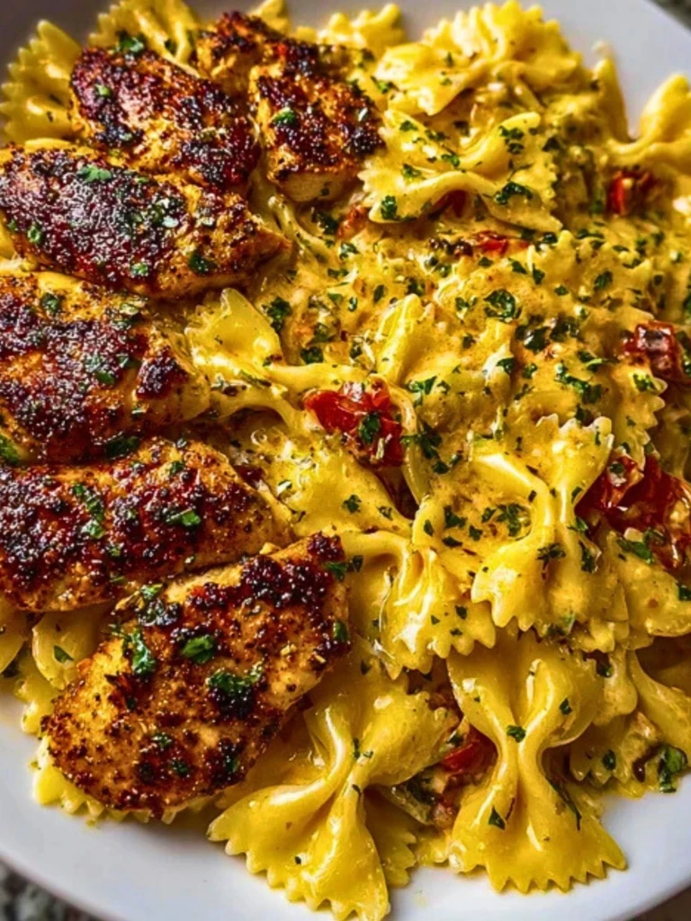 Cheesy Garlic Cajun Chicken Bowtie Pasta in Alfredo Sauce 2
