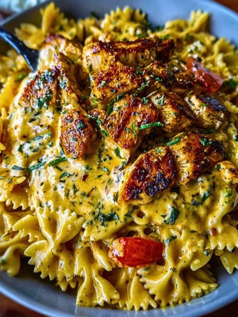Creamy Cajun Chicken Bowtie Pasta with Garlic Cheese Sauce 2