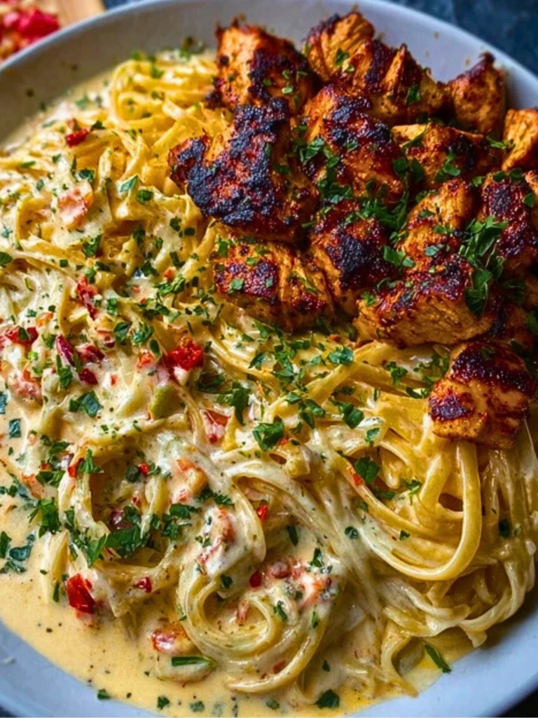 Creamy Cajun Chicken Linguine with Spicy Garlic Cheese Sauce 2