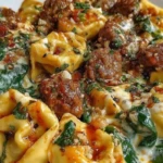 Creamy Garlic Butter Beef Tortellini with Italian Sausage & Spinach 1
