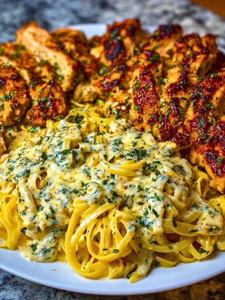 Creamy Garlic Parmesan Chicken with Cheesy Linguine 2