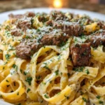 Creamy Parmesan Beef Fettuccine with Garlic Butter Sauce 1