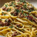 Creamy Parmesan Beef Linguine with Garlic Butter Sauce 1