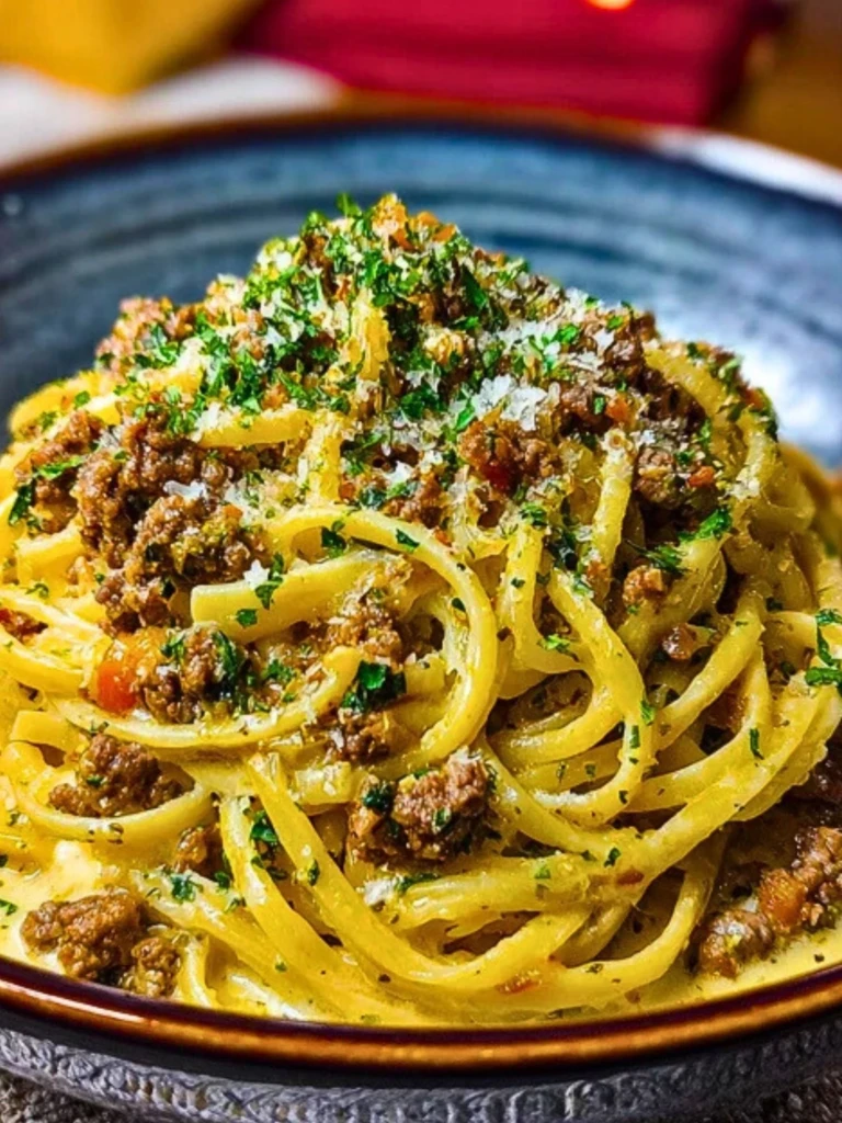 Creamy Parmesan Beef Linguine with Garlic Butter Sauce 2
