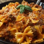 Creamy Velveeta Bowtie Pasta with Italian Beef Marinara 1