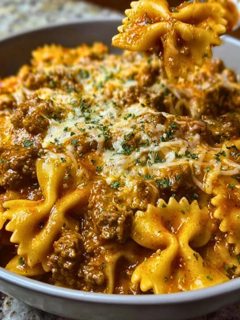 Creamy Velveeta Bowtie Pasta with Italian Beef Marinara 2