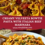 Creamy Velveeta Bowtie Pasta with Italian Beef Marinara Pin