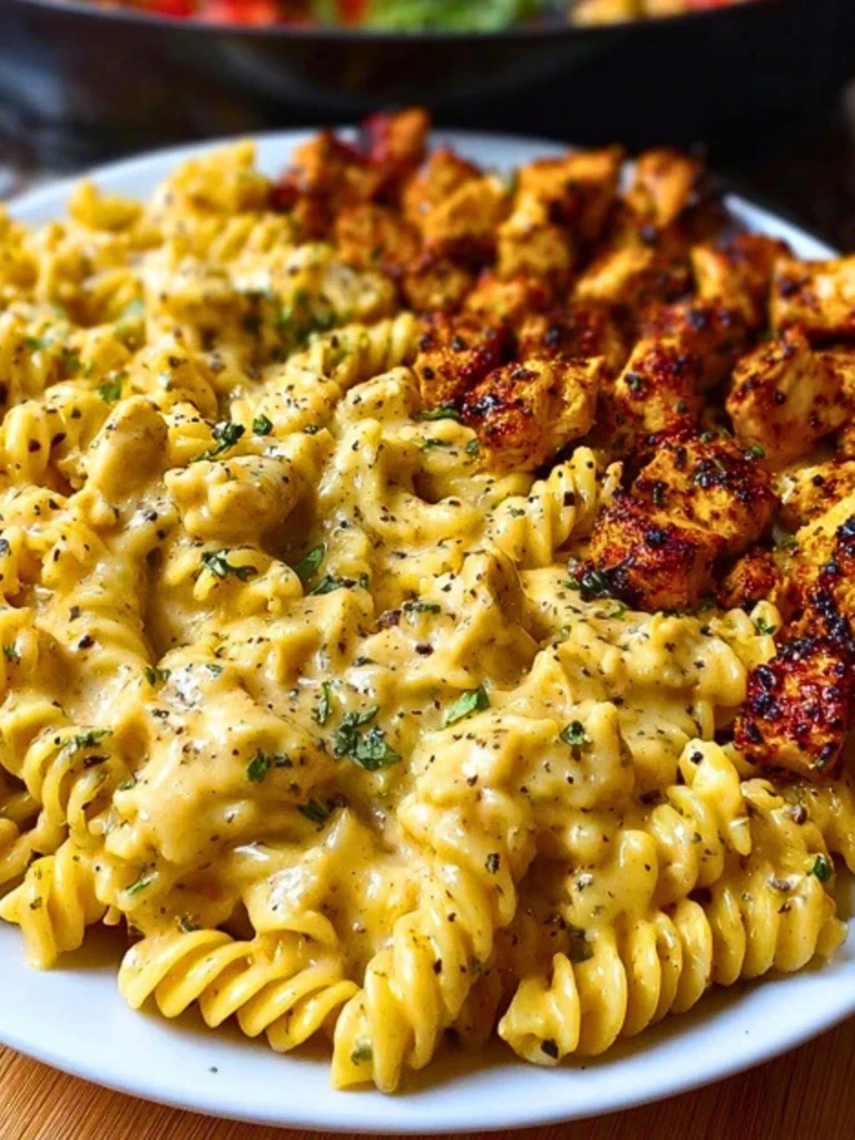 Creamy Velveeta Chicken Rotini Pasta with Mozzarella Garlic Cheese Sauce 2