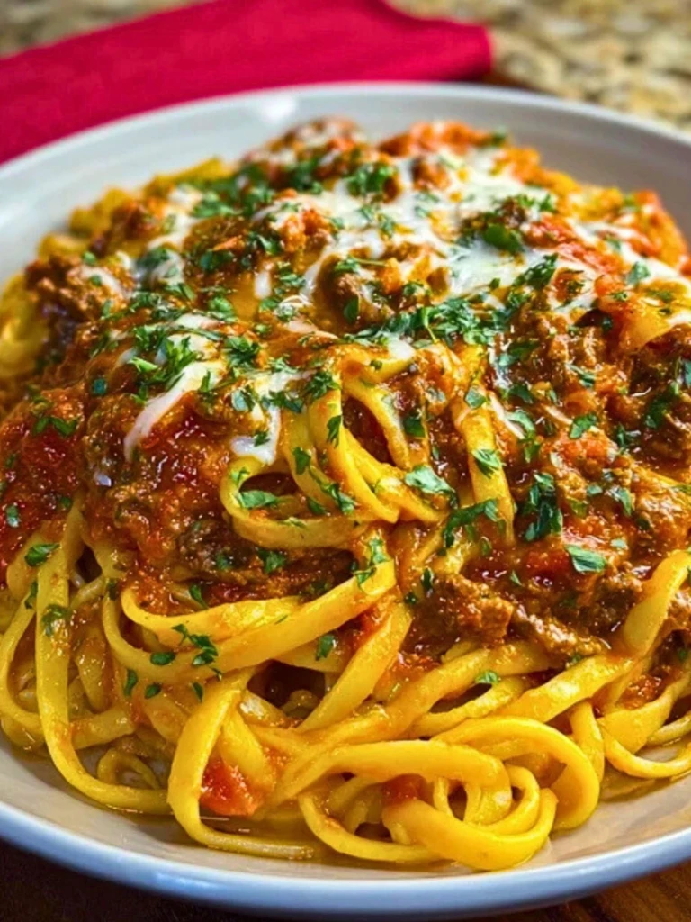 Creamy Velveeta Linguine with Italian Beef Marinara 2