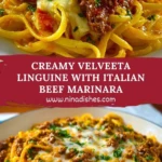 Creamy Velveeta Linguine with Italian Beef Marinara Pin