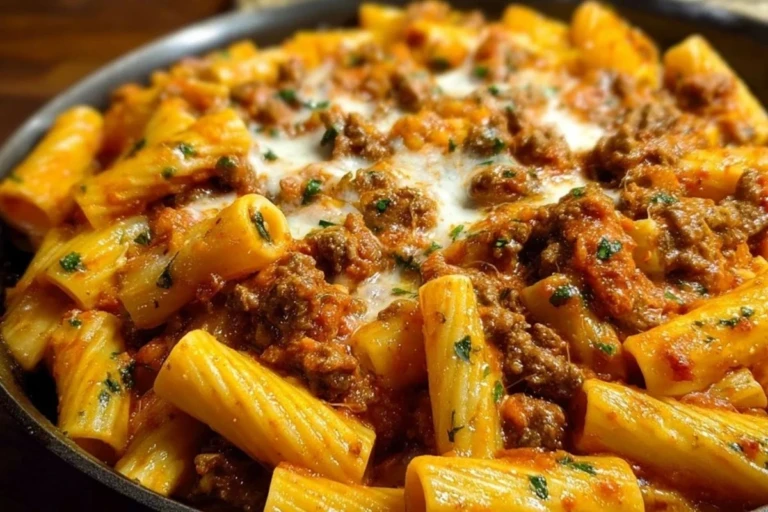 Creamy Velveeta Rigatoni with Italian Beef Marinara 1