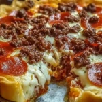 Deep Hamburger Sausage & Pepperoni Pie 1