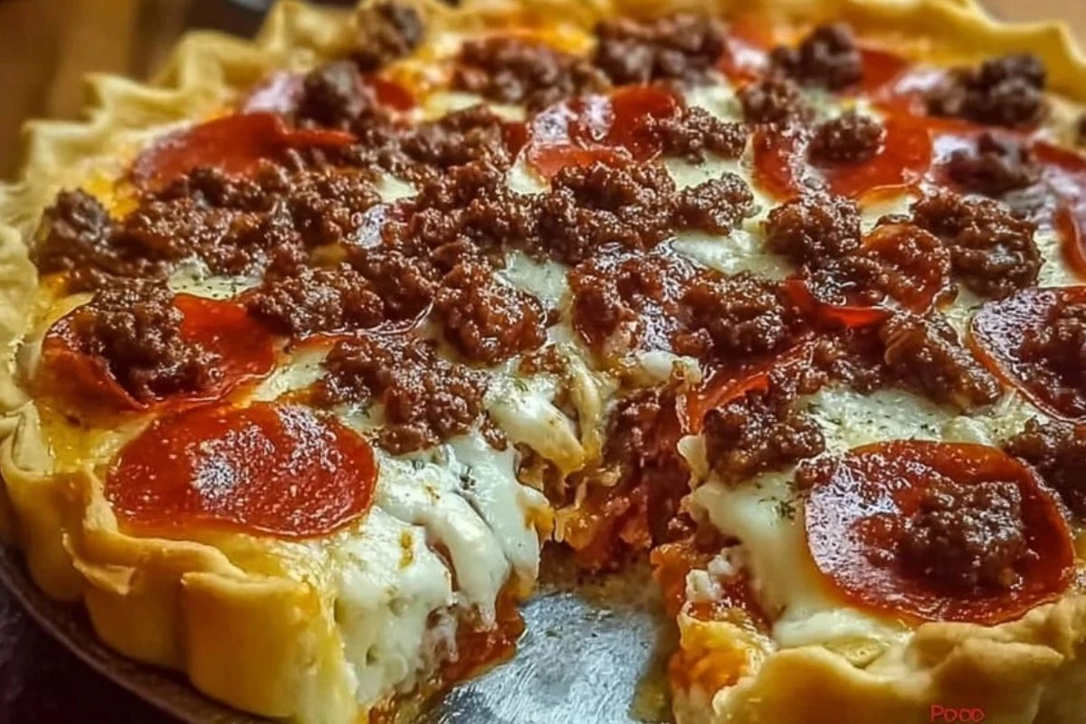 Deep Hamburger Sausage & Pepperoni Pie 1