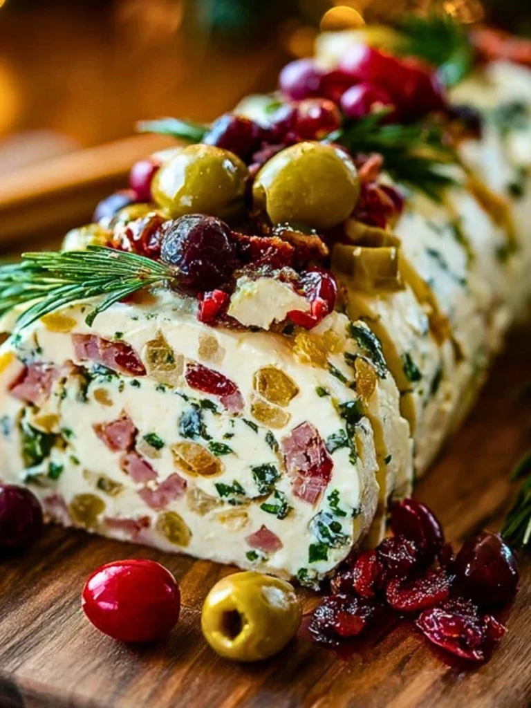 Festive Holiday Antipasto Cream Cheese Log 2