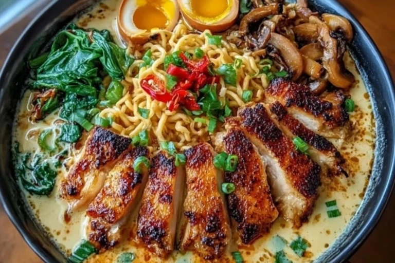Fiery Chicken Ramen with Creamy Garlic Sauce 1