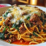 Garlic Butter Spaghetti with Cheesy Italian Sausage and Spinach 1
