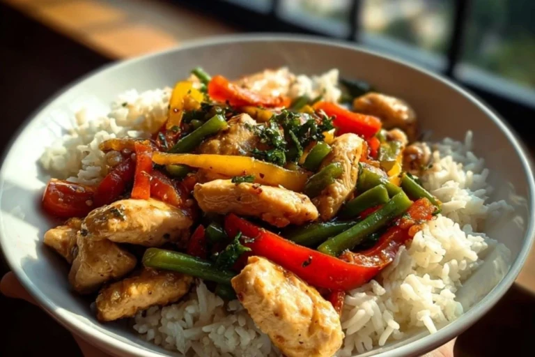 Garlic Chicken Stir-Fry with Rice 1