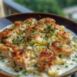 Herbed Chicken Alfredo with Truffle Feta Cream & Crispy Parmesan Leeks 1