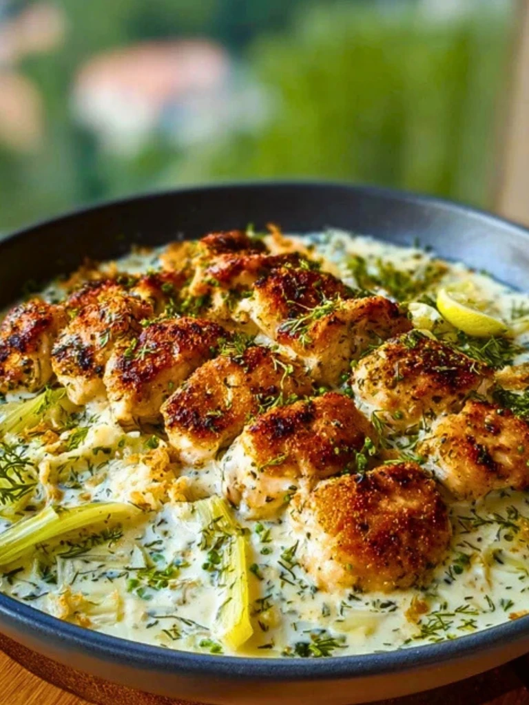 Herbed Chicken Alfredo with Truffle Feta Cream & Crispy Parmesan Leeks 2