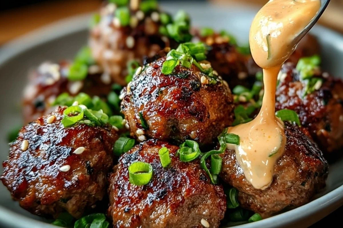 Korean BBQ Meatballs with Spicy Mayo Dip 1