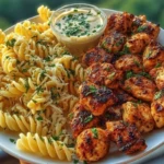 Lemon Cajun Chicken Bites with Creamy Garlic Herb Alfredo Twists 1
