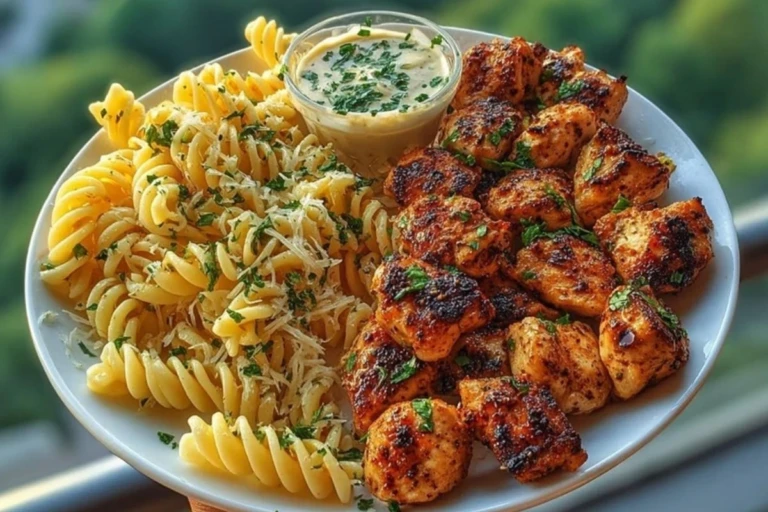 Lemon Cajun Chicken Bites with Creamy Garlic Herb Alfredo Twists 1