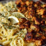Lemon Garlic Butter Chicken Bites with Savory Parmesan Linguine 1