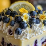 No-Bake Lemon dazzling Blueberry cream Cake 1