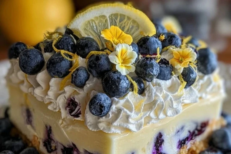 No-Bake Lemon dazzling Blueberry cream Cake 1