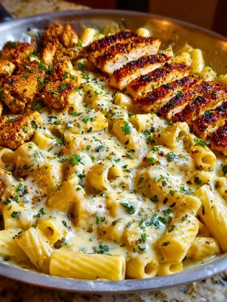 Spicy Cajun Chicken Rigatoni in Creamy Mozzarella Alfredo 2