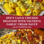Spicy Cajun Chicken Rigatoni with Velveeta Garlic Cream Sauce Pin