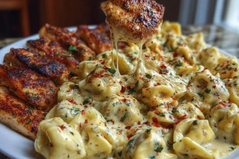 Spicy Garlic Chicken Tortellini in Cheesy Alfredo Cream 1