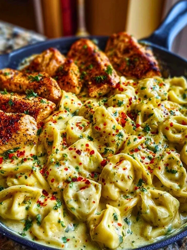 Spicy Garlic Chicken Tortellini in Cheesy Alfredo Cream 2