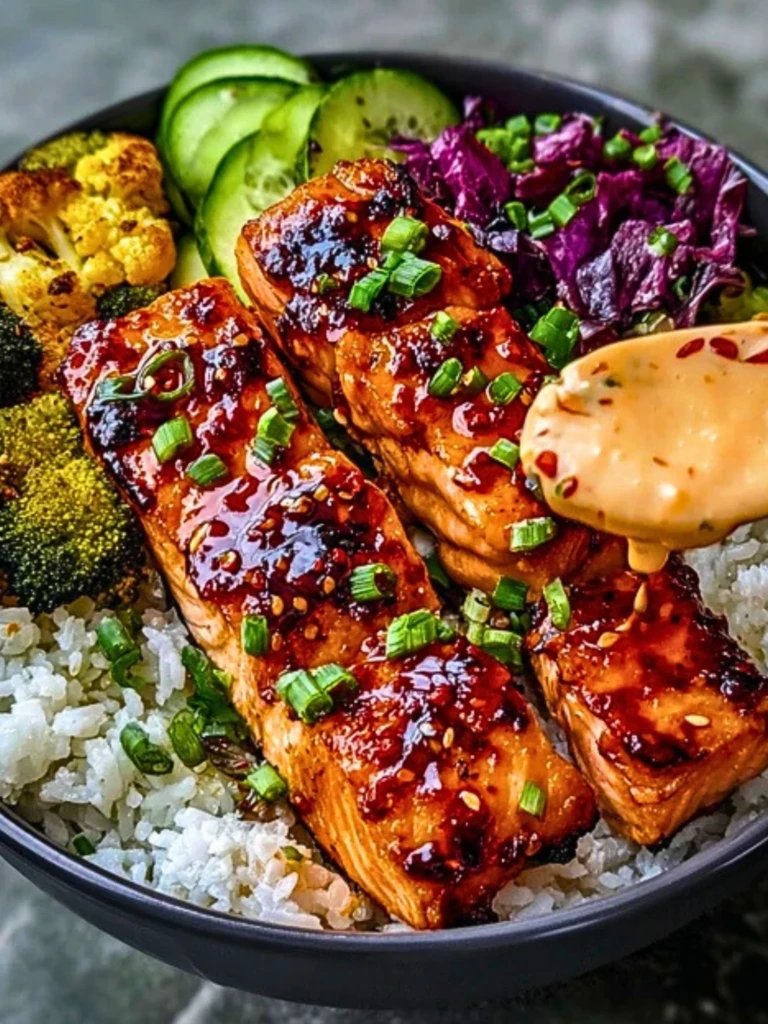 Sriracha Honey Salmon Bowls 2