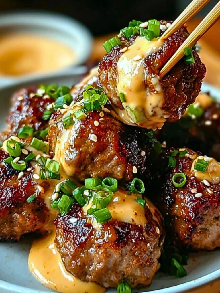The Best Korean BBQ Meatballs with Spicy Mayo Dip 2