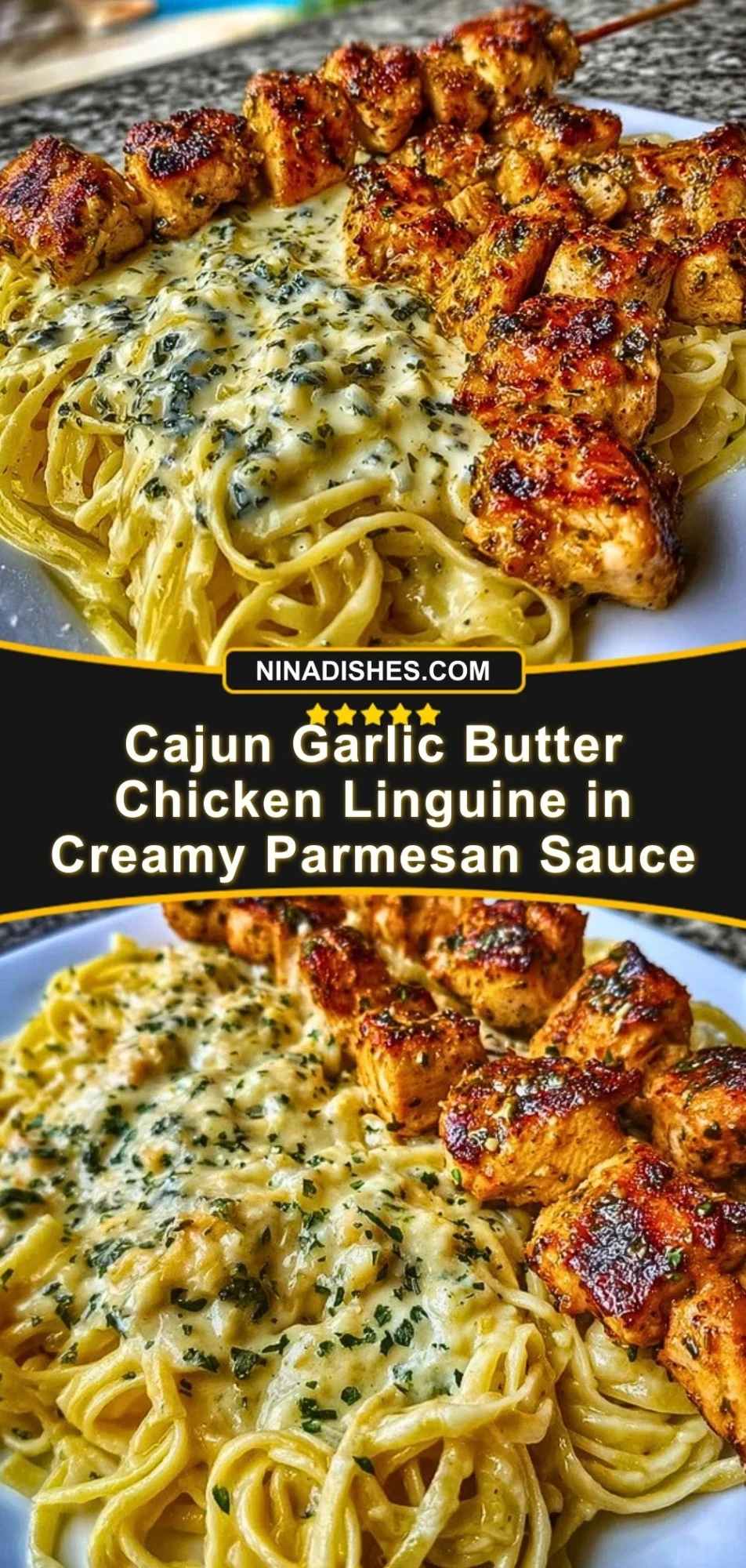 Cajun Garlic Butter Chicken Linguine in Creamy Parmesan Sauce Pin 2