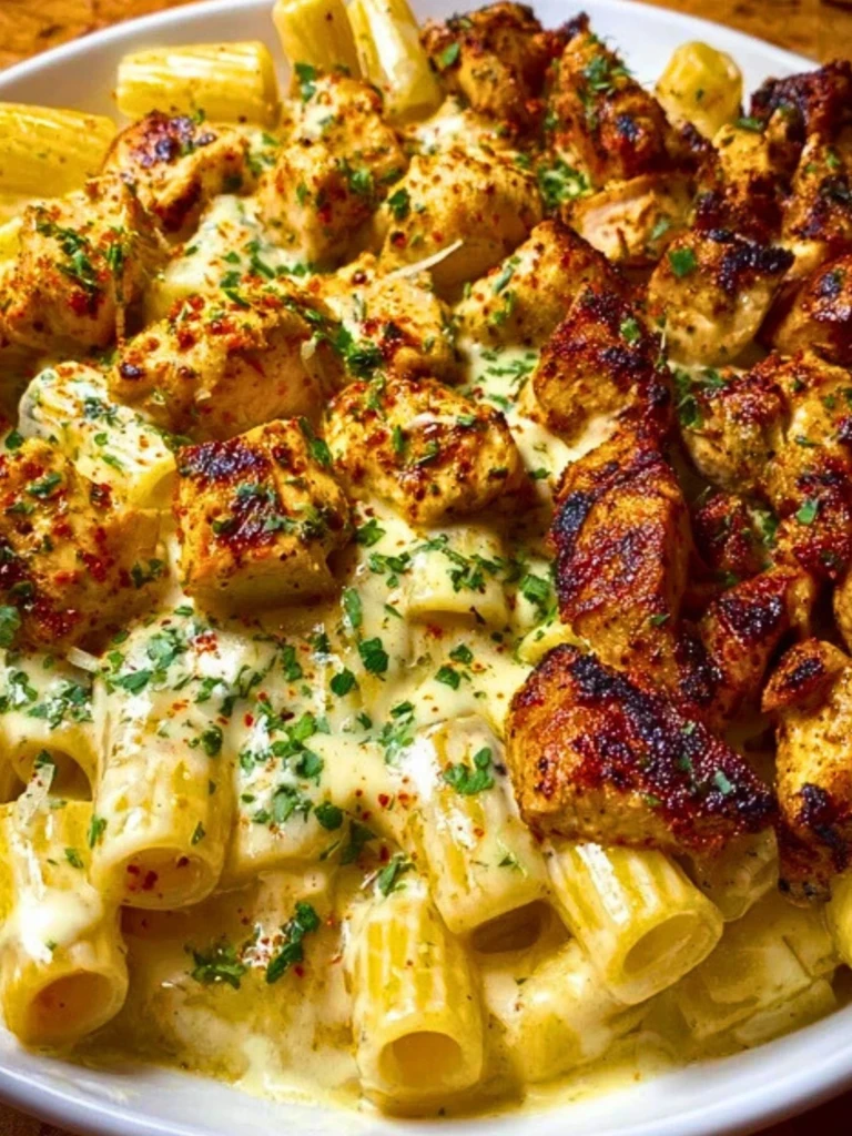 Cajun Garlic Butter Chicken Rigatoni in Cheesy Alfredo Sauce 2